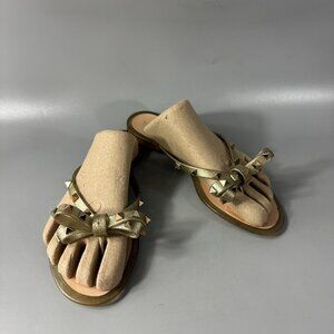 Valentino Garavani Women Gold Studded Jelly Flat Thong Sandal EU 39/US 9